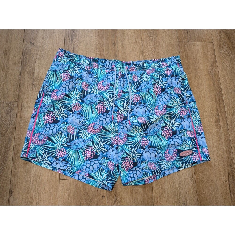 Vineyard Vines Chappy Swim Trunks Sea Turtle Pineapple Print Liner Men’s 4XB